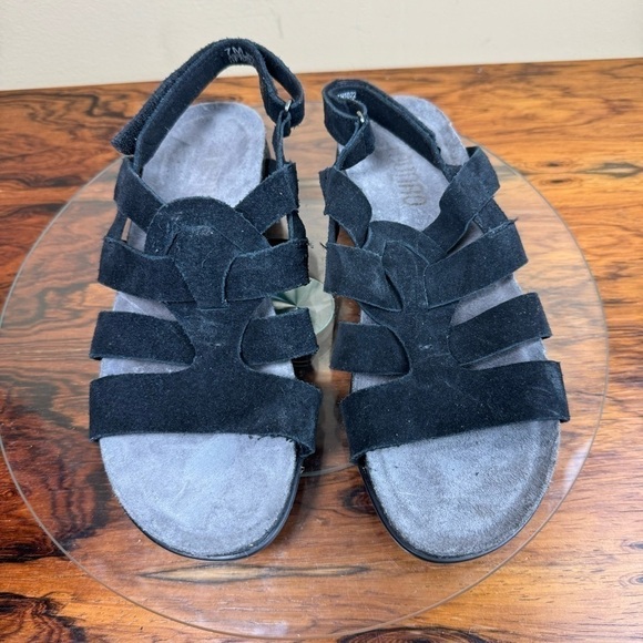 Munro Corine Sandals in black leather suede - Picture 4 of 15